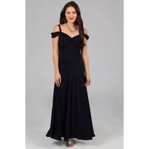 Evanese Navy Blue Long Dress Formal Cold Shoulder Sweetheart Crossover Size 3X